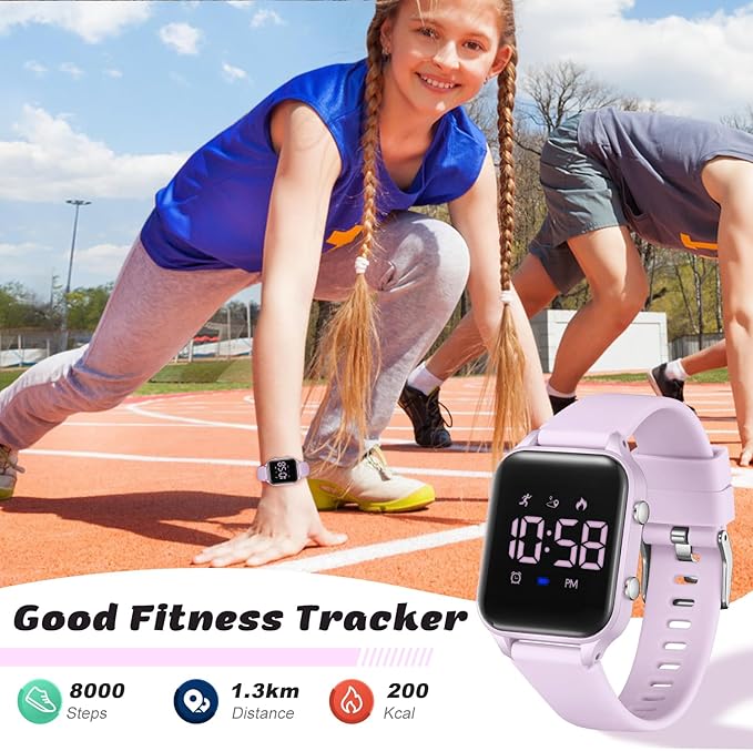 L LAVAREDO Kids Digital Watches for Boys Girls,Waterproof Sport Watch with Pedometer Stopwatch Vibration Alarm for Ages 5-13,No App Fitness Tracker Watch for Kids Teens Birthday Christmas Gifts