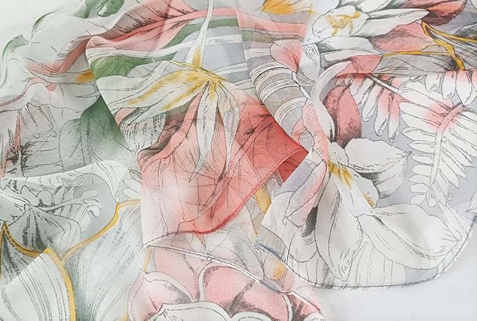 Pokeedioty Scarfs for Women Lightweight Fashion Scarves Elegant Floral Pattern Sheer Scarfs