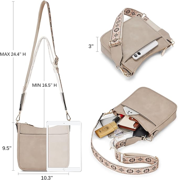 BOSTANTEN Crossbody Bags for Women Trendy Vegan Leather Hobo Purses Shoulder Handbags With Wide Shoulder Strap