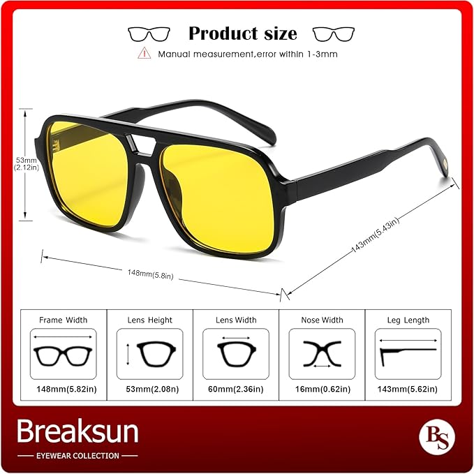 Retro Aviator Sunglasses for Women Men Trendy Classic 70s Square Aviator Sun Glasses Vintage Shades