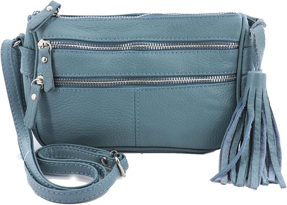 Cowhide Leather Women's Shoulder Purse Small Cross Body Organizer Bag with Many Pockets