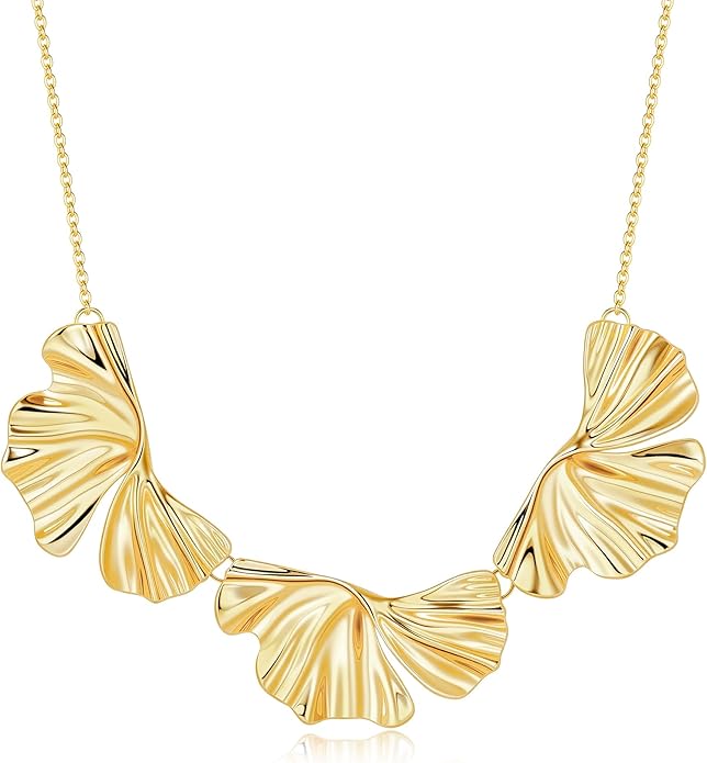 Statement Flower Necklace for Women Gold Plated Chunky Floral Collar Boho Choker Jewelry