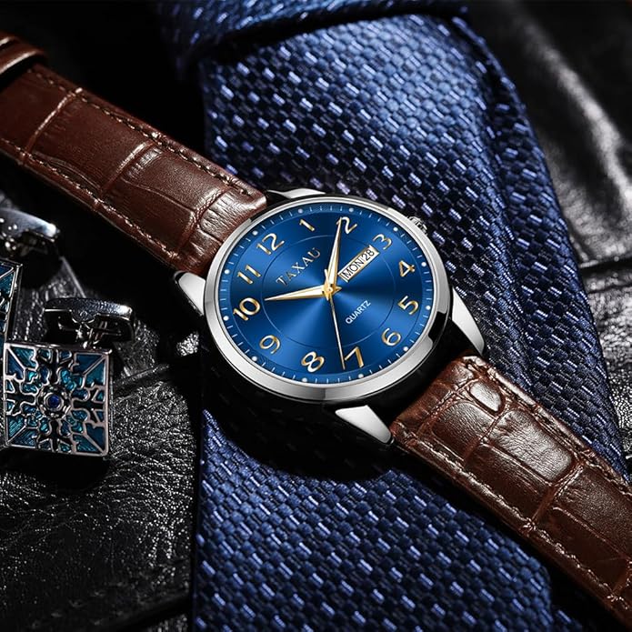 Watches for Men Luxury Analog Waterproof Classic Leather Large Face Simple Easy Read Quartz Minimalist Dress Day Date Quartz Mens Watches
