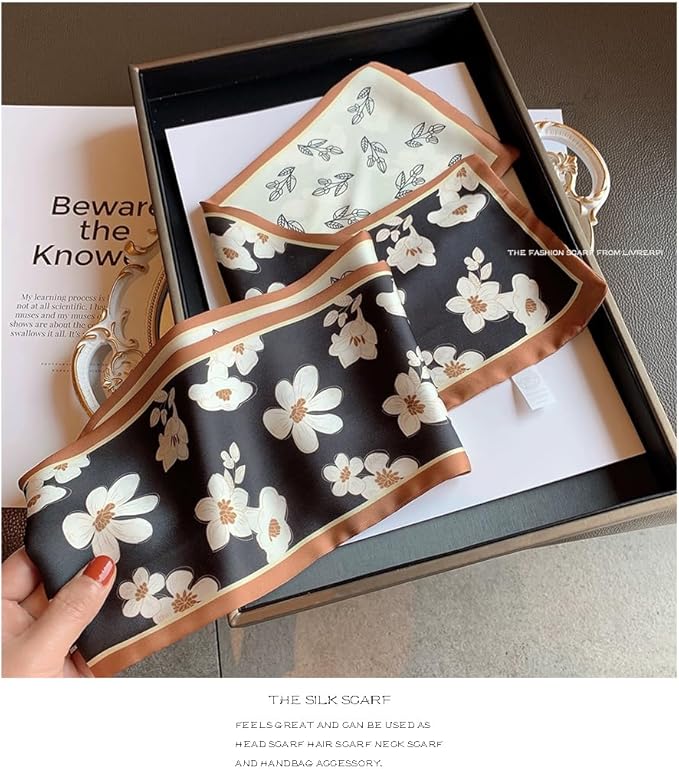 Livrerpi Silk Feeling Head Scarf Fashion Satin Hair Scarf Square Long Scarves for Women Gifts