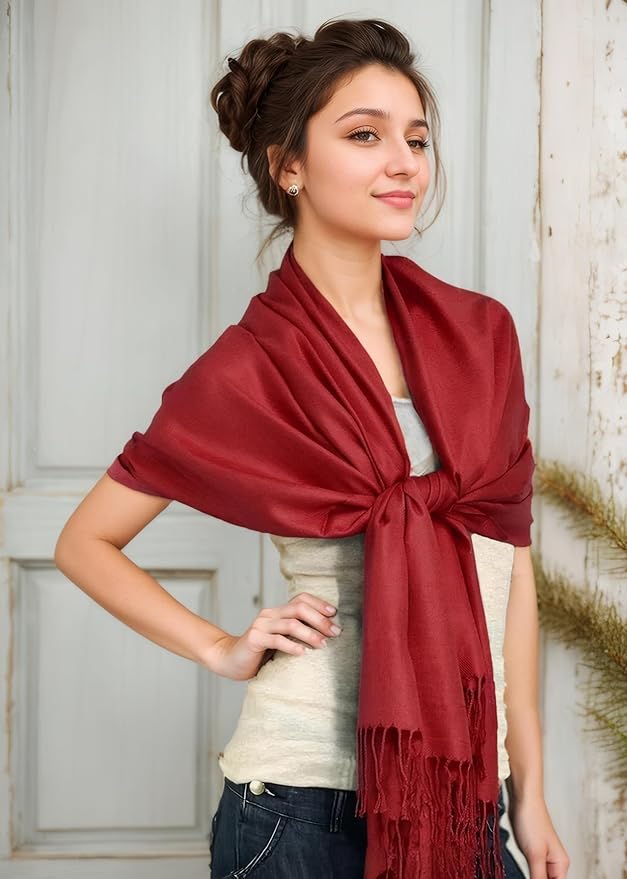 Achillea Soft Silky Pashmina Scarf for Women – Shawl Wrap for Evening Dresses, Bridesmaids, Weddings & Everyday Wear