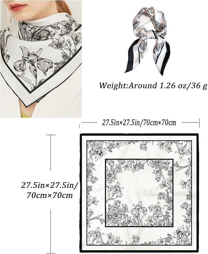 Neck Scarf For Womens Silky Head Scarves Hair Bandanas Square Scarf Fashion Accessories lightweight