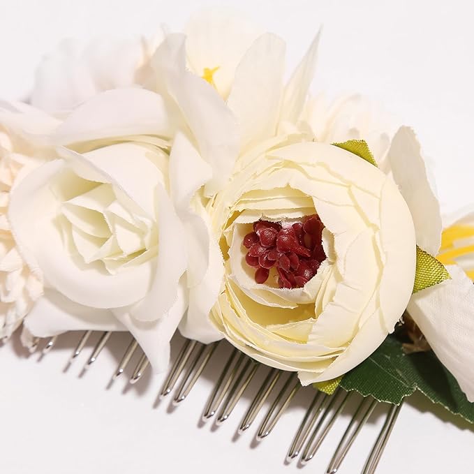Flower Hair Clip for Women - Elegant Hair Accessory for Wedding, Party & Daily Wear (White 1)