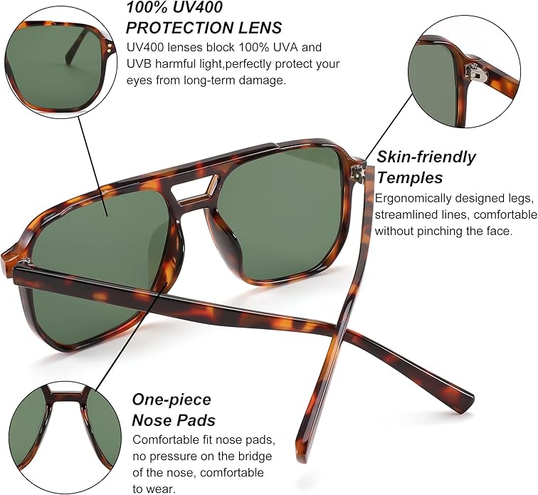 FEISEDY Retro Square Aviator Sunglasses Women Men 70s Vintage Trendy Plastic Frame Sun Glasses B2835