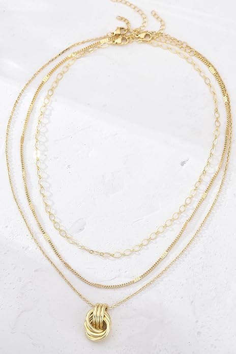 Gold Knot Pendant Necklace for Women Gold Statement Geometric Necklace Dainty Link Choker Necklace Trendy Jewelry Accessories
