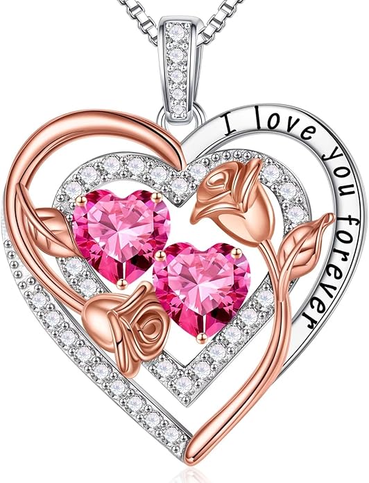 Iefil Mothers Day Gifts for Wife - Sterling Silver Birthstone Necklace Birthday Gifts for Her Wife