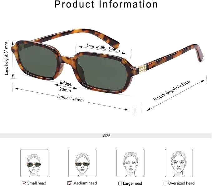 Retro Rectangular Sunglasses for Women Vintage Fashion Trendy Funny Small 90s Square Sunnies 2025 AP3698