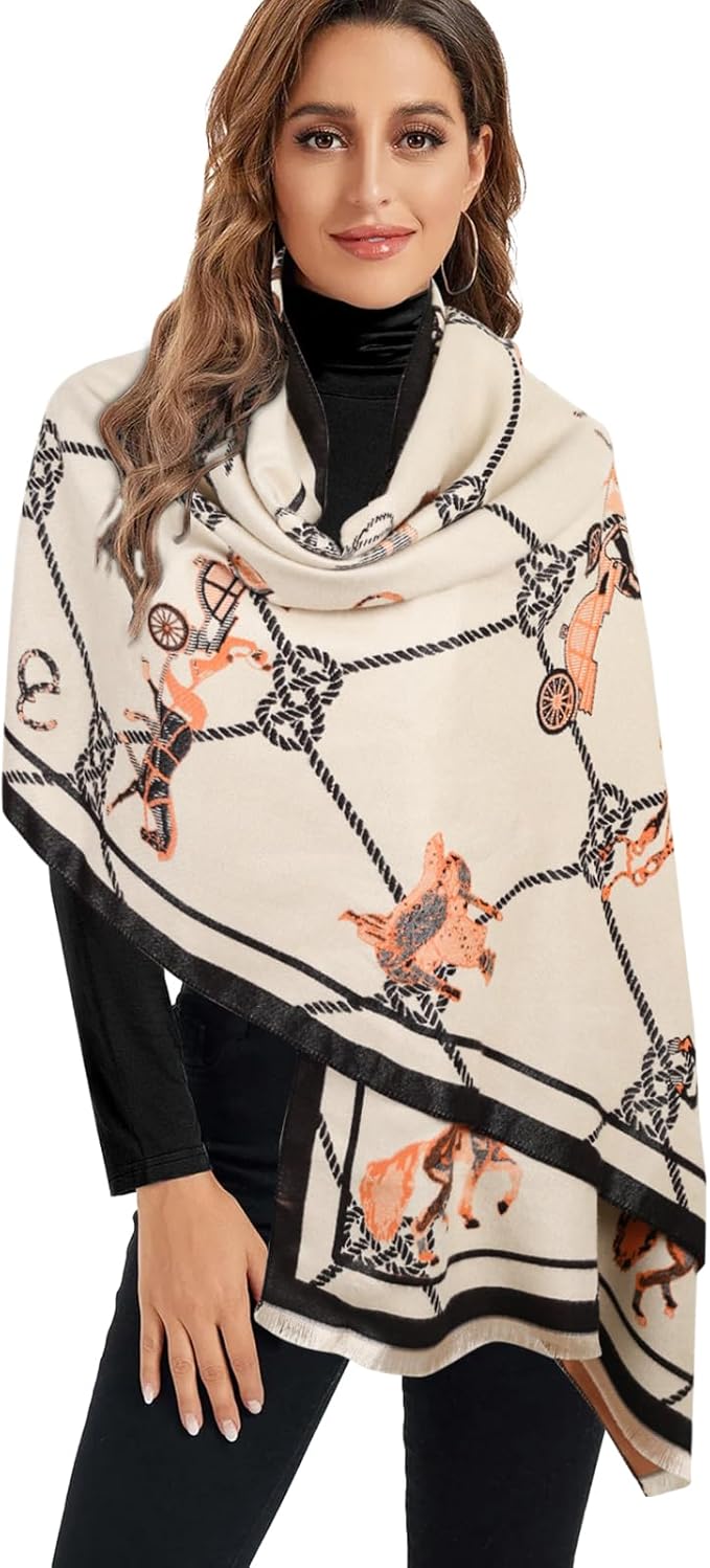 EXTREE Scarfs for Women Pashmina Silky Shawl Wrap for Evening Dressing Blanket Open Front Poncho Cape
