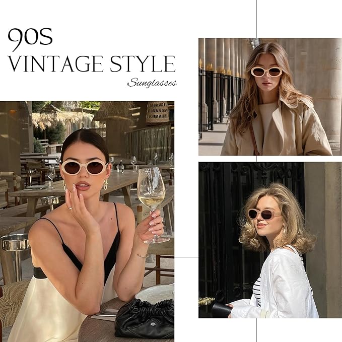 mosanana Oval Retro Trendy Sunglasses for Women 90s Style MS52371