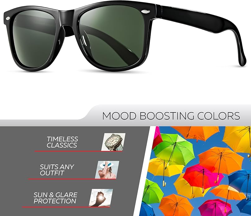 Retro Rewind Polarized Sunglasses for Men and Women - UV Protection Classic Sun Glasses