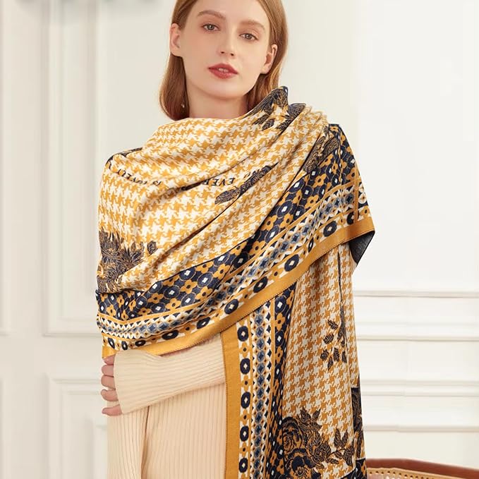 EXTREE Scarfs for Women Pashmina Silky Shawl Wrap for Evening Dressing Blanket Open Front Poncho Cape