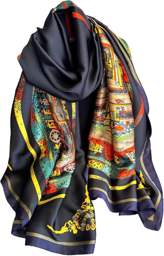 NUWEERIR Womens 100% Large Mulberry Silk Scarf Long Satin Scarf Fashion Lightweight Wraps