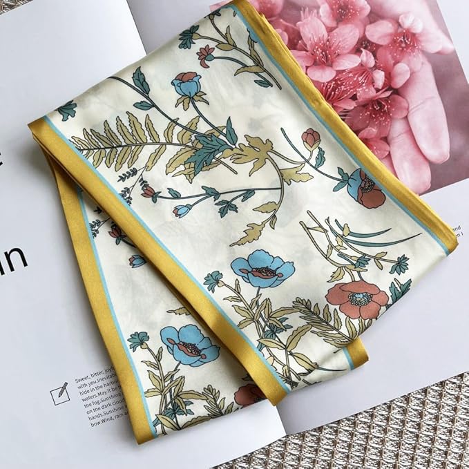 Silk Head Scarf for Hair Fashion Headwrap for Women Lightweight Neck Tie