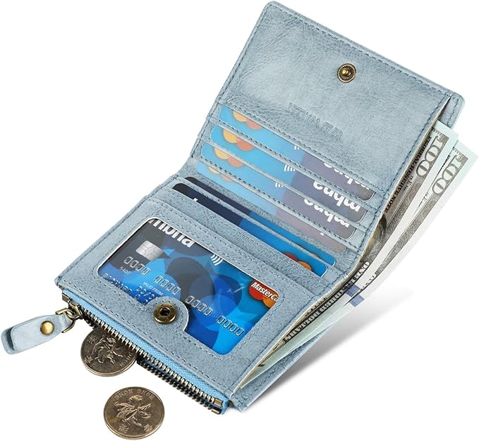 Lavemi Ultra Thin Small Compact Leather Womens Girls Wallets RFID Blocking Credit Card Holder for Women