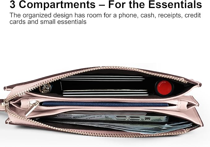 befen Genuine Leather Wristlet Clutch for Women Ultra-Slim Ladies Credit Card Holder Wallet Purses with RFID Protection