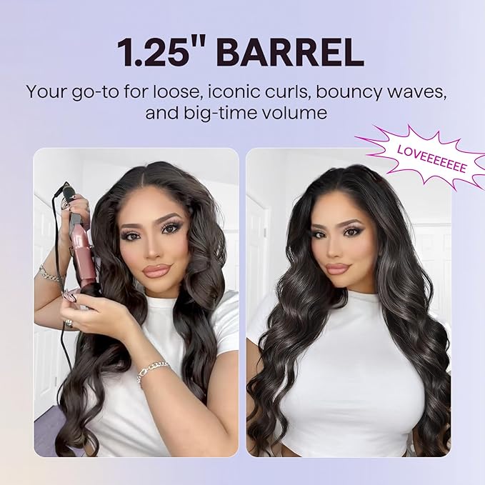 Wavytalk 5 in 1 Curling Iron Set with Curling Brush and 4 Interchangeable Ceramic Curling Wand (0.35"-1.25”), Wand Curling Iron Instant Heat Up, Dual Voltage Hair Curler