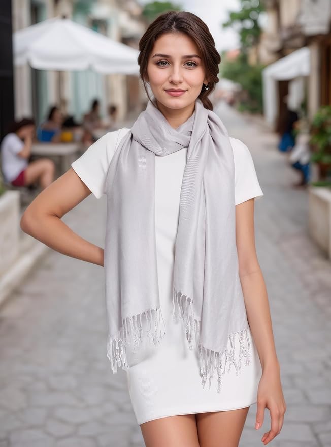Achillea Soft Silky Pashmina Scarf for Women – Shawl Wrap for Evening Dresses, Bridesmaids, Weddings & Everyday Wear