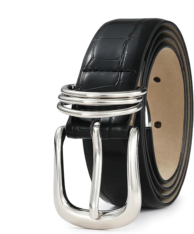 Women's Leather Belts with Gold Buckle Fashion Leather Waist Belt Elegant Ladies Belts for Jeans Dress & Casual Wear