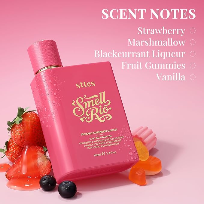 Sttes Perfume 606# Pressable Strawberry Gummies (2 Pack) - Long-Lasting Strawberry, Marshmallow, Vanilla & Candy Gourmand Eau de Parfum - 2×100ml (3.4 fl oz) Sweet Playful Women's Gift Set