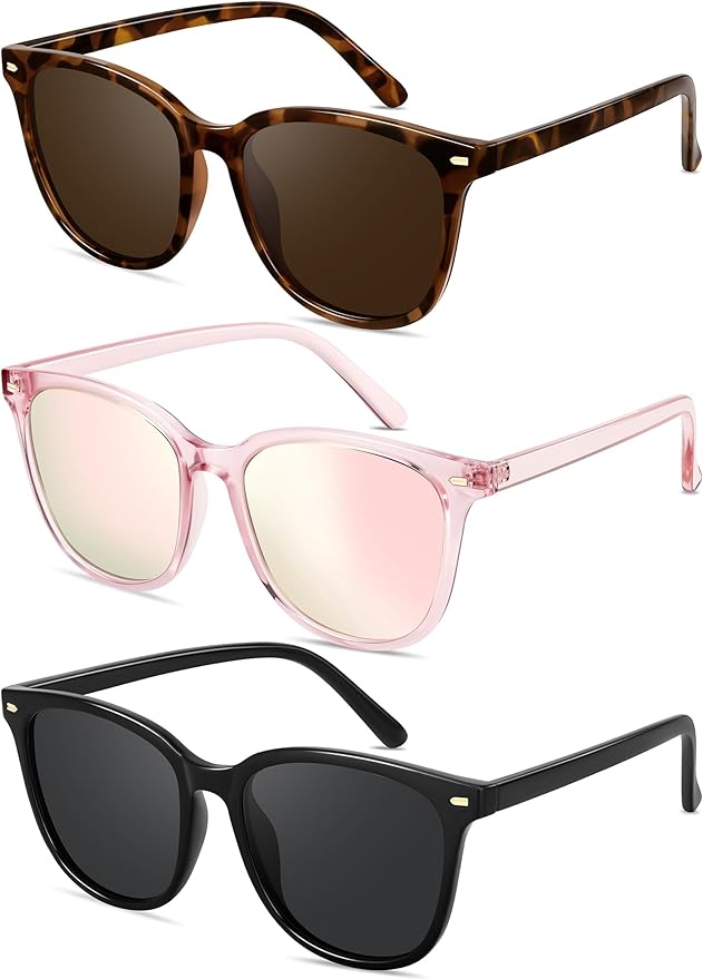 Retro Polarized Sunglasses for Women Men Big Frame Vintage Style Trendy Shade UV400 Protection Lens Sun Glasses