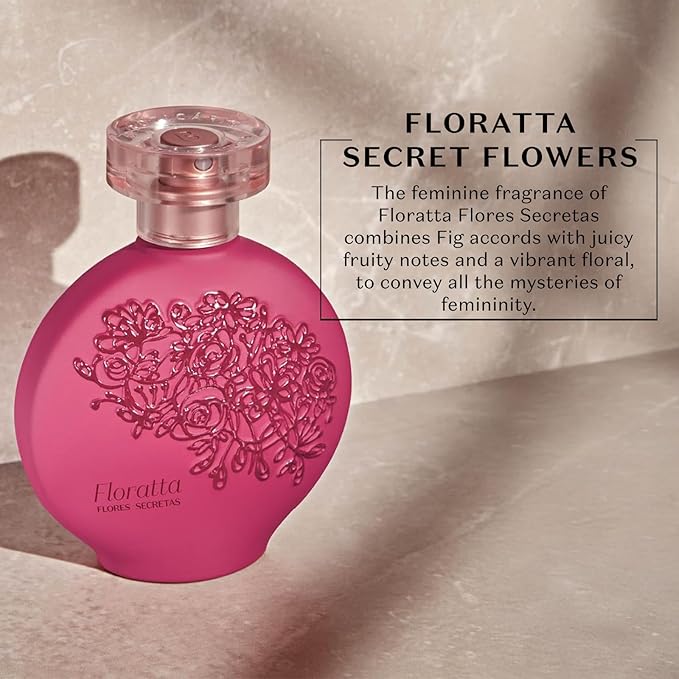 O BOTICARIO Floratta Secret Flowers Eau de Toilette, Rose Fragrance Perfume for Women, 2.5 Ounce