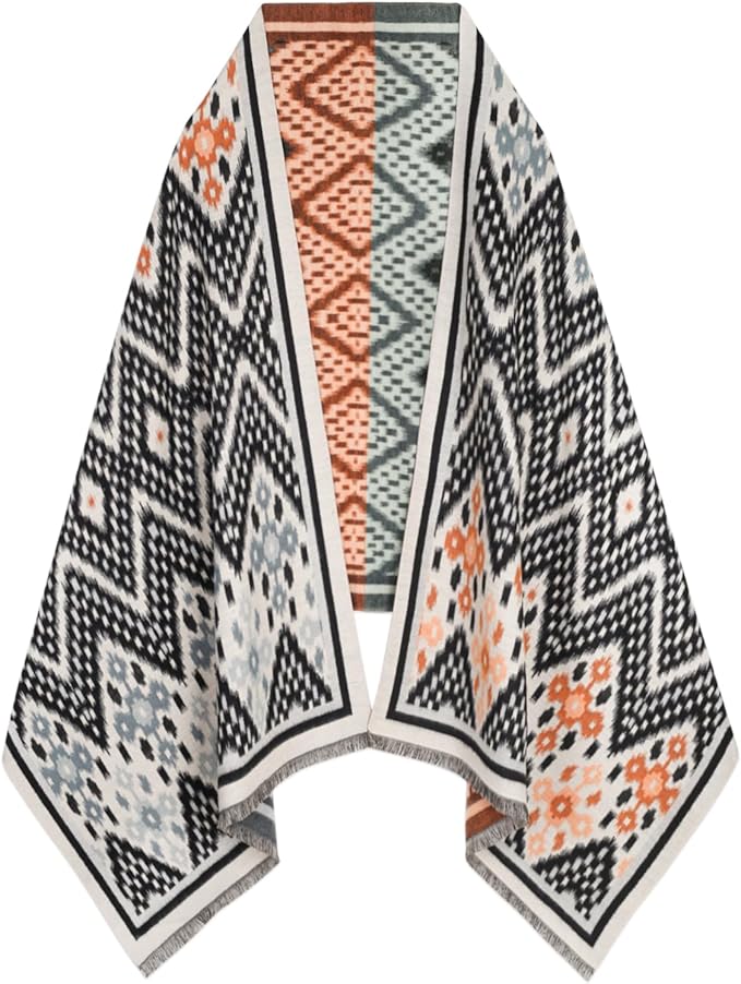 EXTREE Scarfs for Women Pashmina Silky Shawl Wrap for Evening Dressing Blanket Open Front Poncho Cape