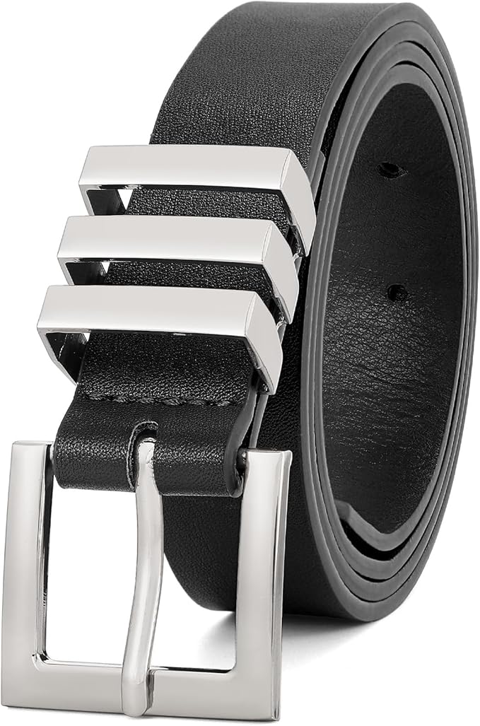 XZQTIVE Plus Size Women's Leather Belts for Jeans Pants Dress Fashion Ladies Waist Belt with Square Gold Buckle
