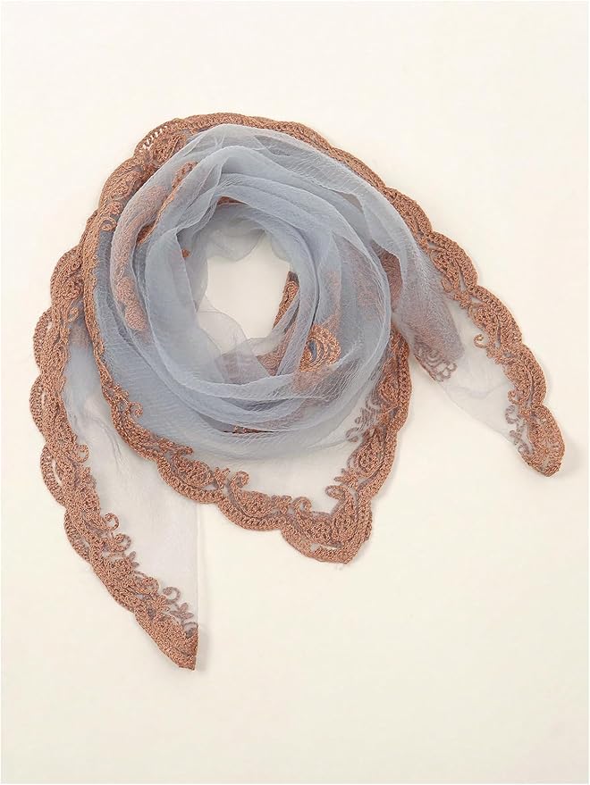 Floerns Women's Flower Embroidery Hair Scarf Headband Sheer Lace Hair Bandana