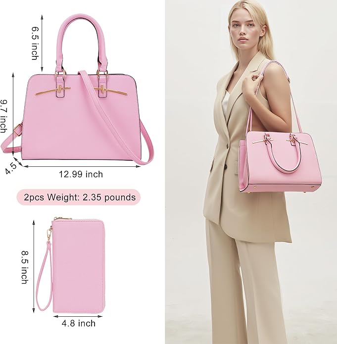 Purses for Women Handbag Wallet Tote Shoulder Hobo Bag Top Handle Satchel Purse Set 2pcs with 3 Compartments