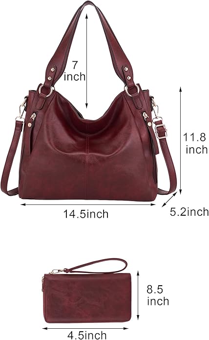 Women's Hobo Handbags Crossbody Bags Ladies Tote Shoulder Bags Purses and Wallet Set 2pcs