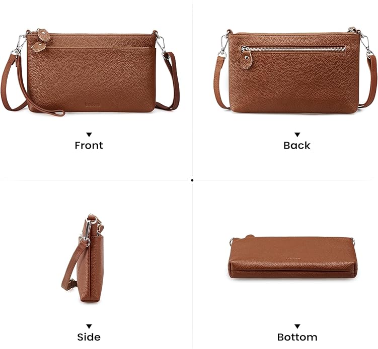 befen Genuine Leather Wristlet Clutch Wallet Purses with RFID Blocking, Small Crossbody Bags Shoulder Handbag for Women