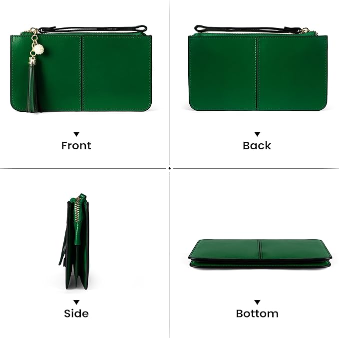 befen Genuine Leather Wristlet Clutch for Women Ultra-Slim Ladies Credit Card Holder Wallet Purses with RFID Protection