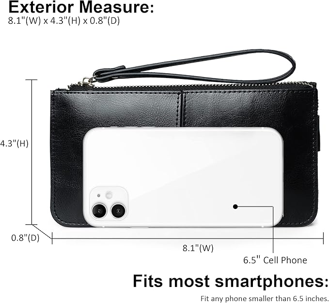 befen Genuine Leather Wristlet Clutch for Women Ultra-Slim Ladies Credit Card Holder Wallet Purses with RFID Protection