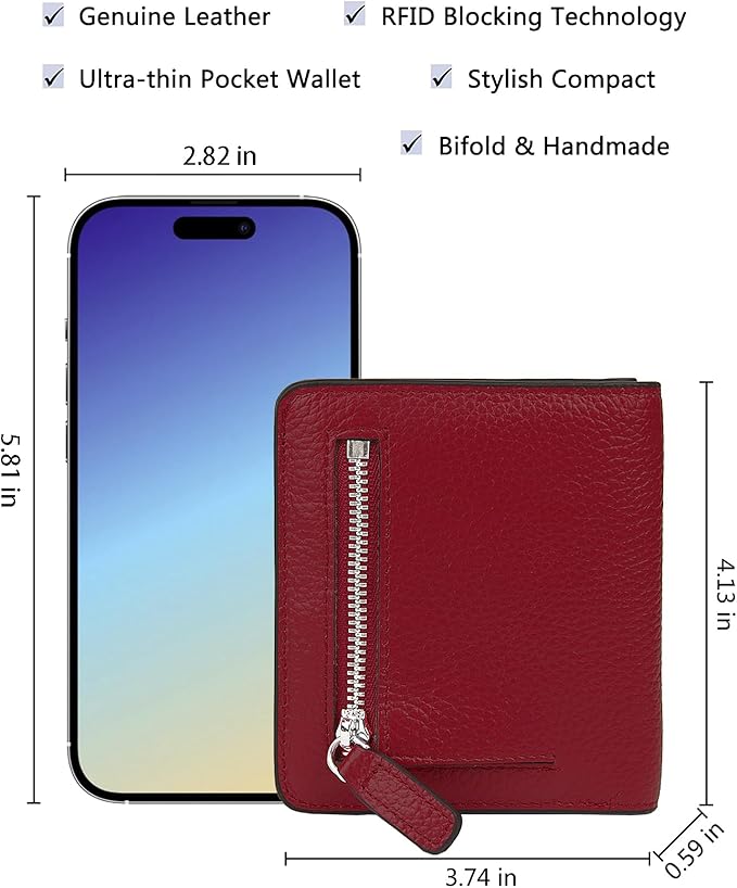 AINIMOER Small Leather Wallet for Women, Ladies Credit Card Holder RFID Blocking Women's Mini Bifold Pocket Purse