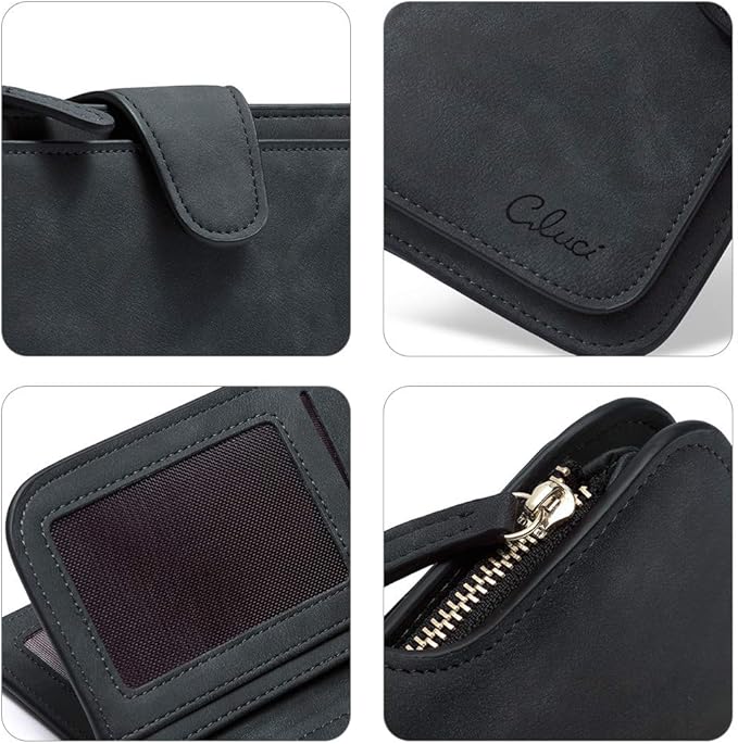 CLUCI Wallet For Women PU Leather RFID Blocking Womens Wallet Bifold Card Holder with ID Window Gifts for Women Birthday | RFID Blocking, Designer, Trifold, Card Holder, ID Window