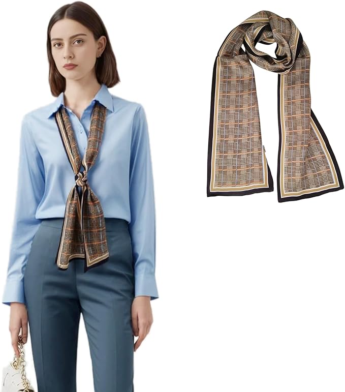 100% Mulberry Silk Ribbon Scarf for Hair Beach Head Wraps for Women Handbag accessories Necktie
