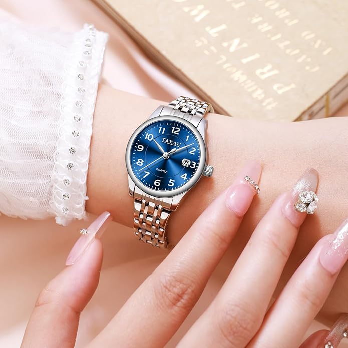 Womens Watch Fashion Dress Waterproof Silver Watches for Women Casual Easy Read Quartz Analog Women's Watch Two Tone Stainless Steel Ladies Watches with Day Date
