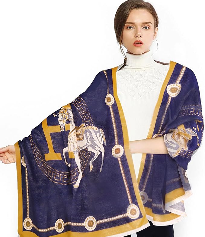 EXTREE Scarfs for Women Pashmina Silky Shawl Wrap for Evening Dressing Blanket Open Front Poncho Cape