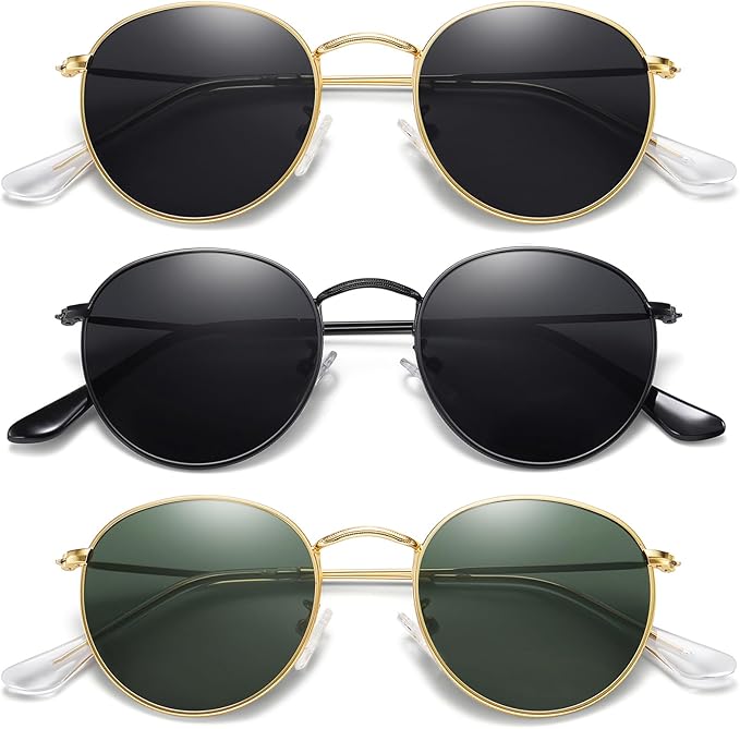 MEETSUN Round Polarized Sunglasses for Women Men Classic Retro Metal Frame Sun Glasses UV Protection