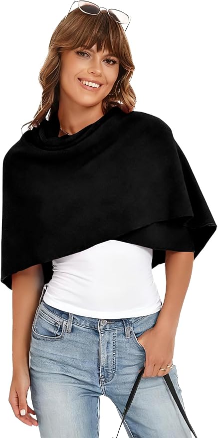 iWoo Women Soft Shawl Wraps kintted Open Front Poncho Sweater for Spring Fall Winter