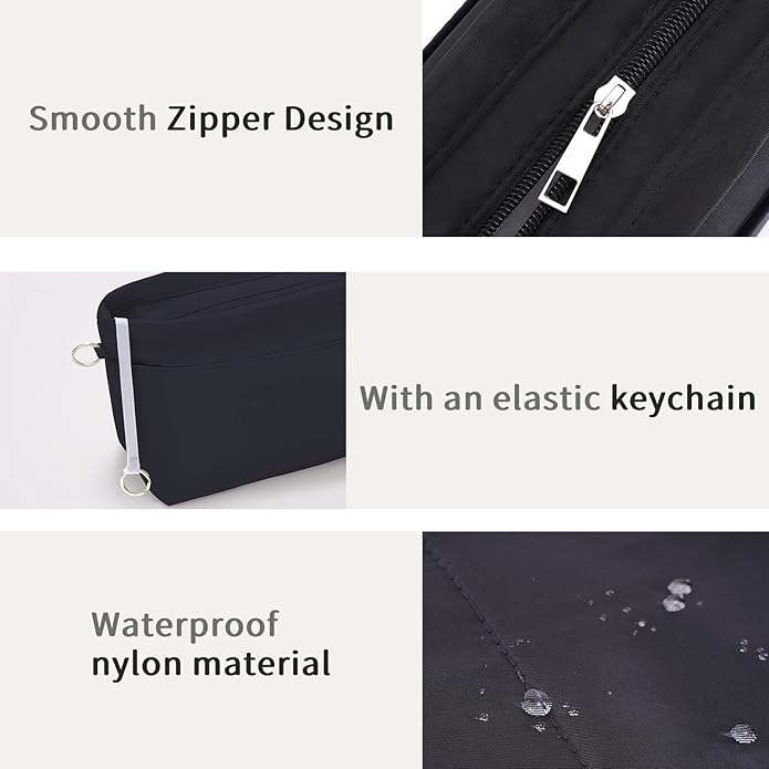 HyFanStr Purse Organizer Insert with Zipped Top for Tote Bag, Handbag Shaper with 13 Pockets