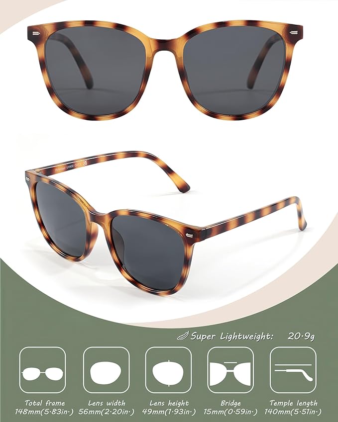 Myiaur Polarized Sunglasses for Women, Square Mirrored Trendy Shades with UV Protection Reduce Glare Sun Glasses