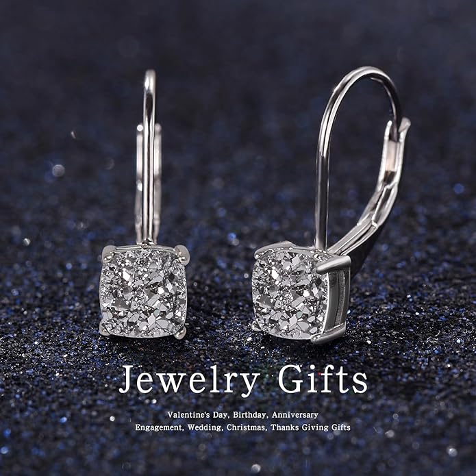 Moissanite Earrings for Women 2.0CT D Color,18K White Gold Plated Sterling Silver Dangle Earrings, Leverback Drop Earrings Jewelry for Gifts