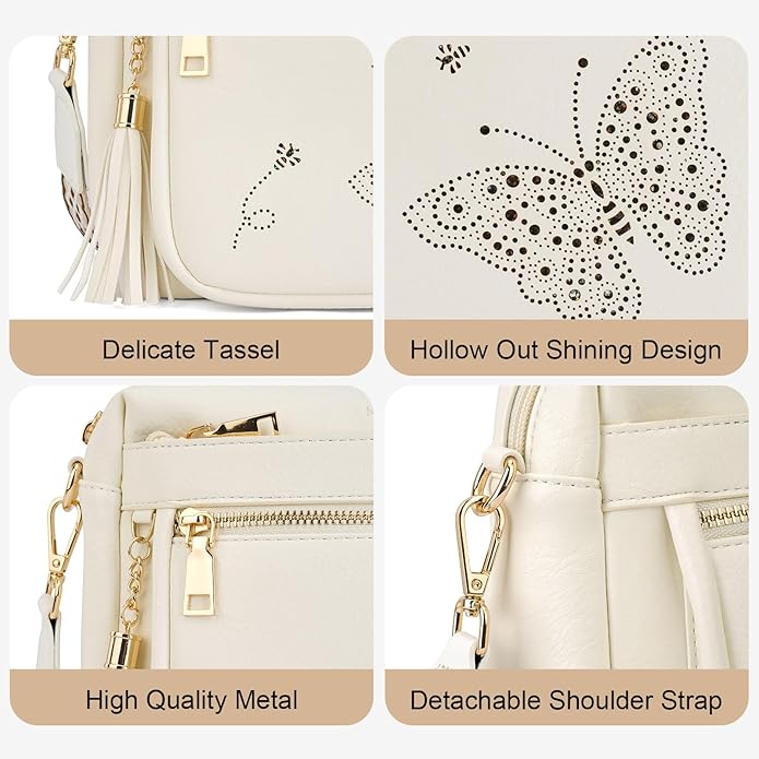 Crossbody Bags for Women Trendy Leather Crossbody Purse Shoulder Handbags Butterfly Design