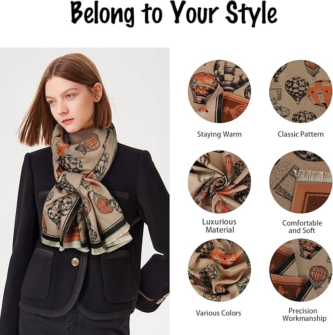 EXTREE Scarfs for Women Pashmina Silky Shawl Wrap for Evening Dressing Blanket Open Front Poncho Cape