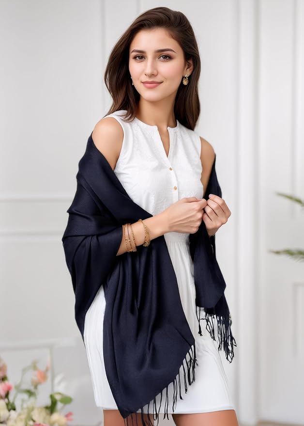Achillea Soft Silky Pashmina Scarf for Women – Shawl Wrap for Evening Dresses, Bridesmaids, Weddings & Everyday Wear